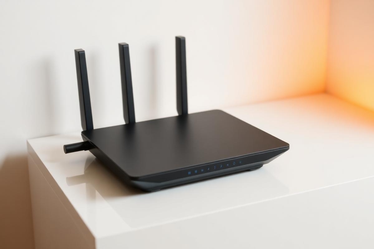 Home router on a shelf